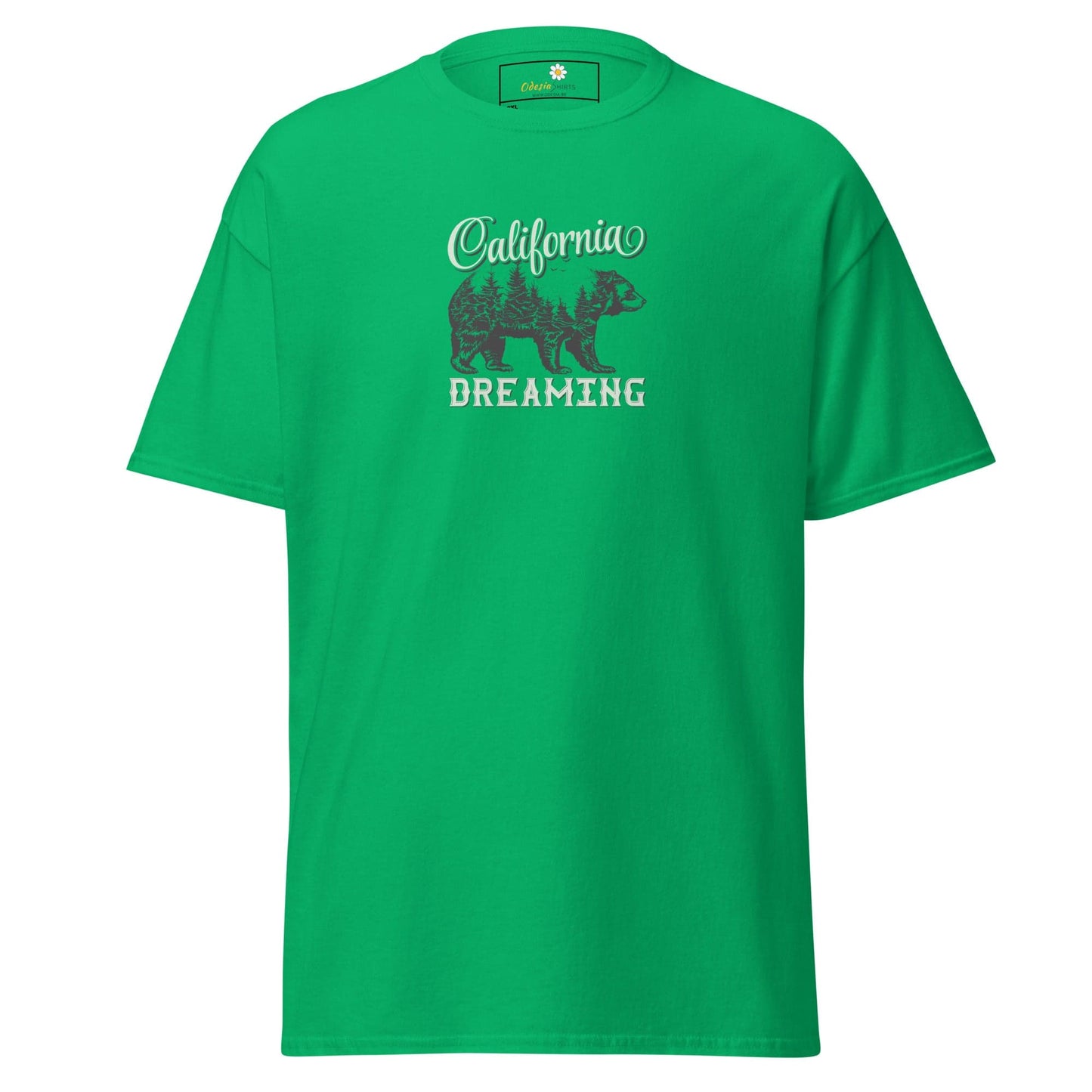 Green T-shirt with bear and forest graphic for men and women in 2XL to 5XL sizes