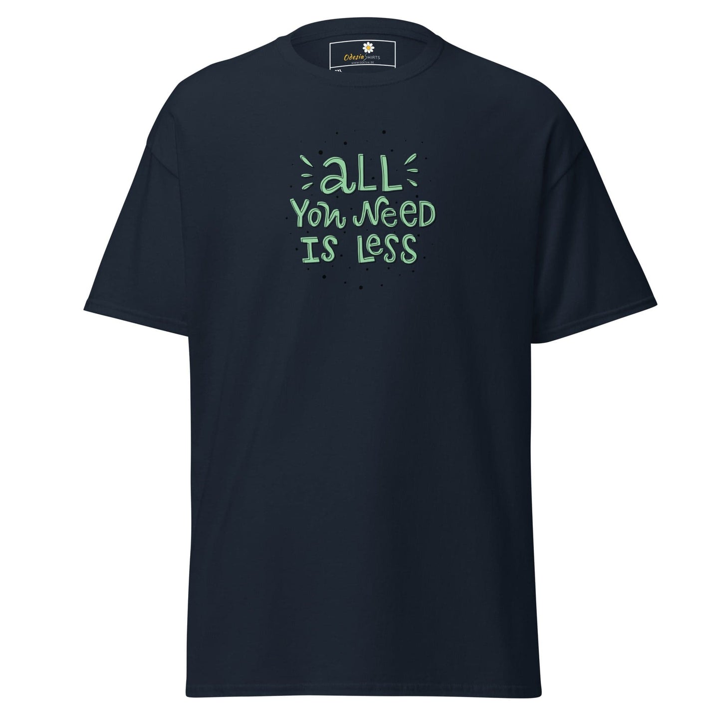 Dark blue t-shirt with light green text design from T-SHIRT DESIGN TEE for Men and Women