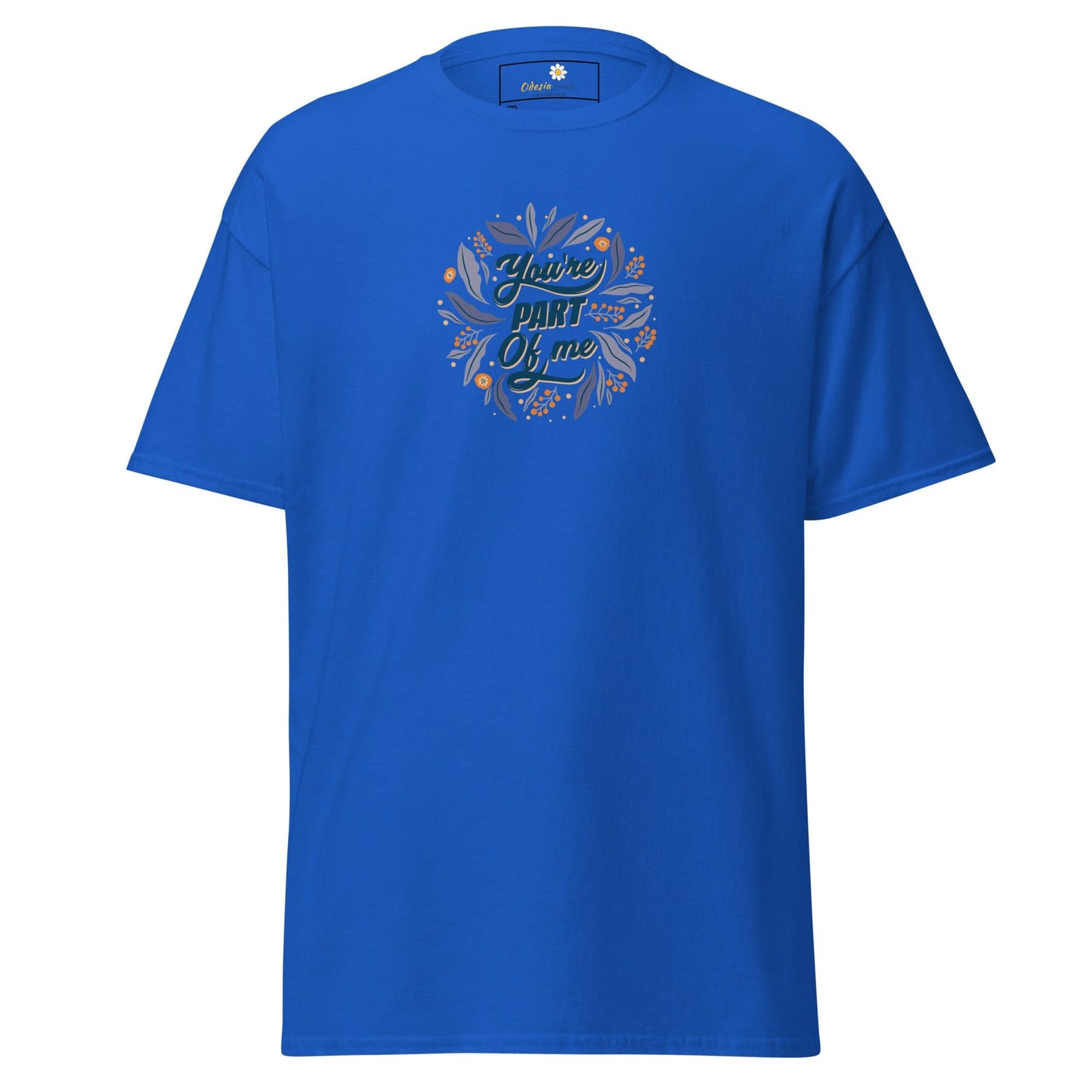 Blue T-shirt with floral design from T-SHIRT DESIGN TEE for Men and Women in 2XL to 5XL