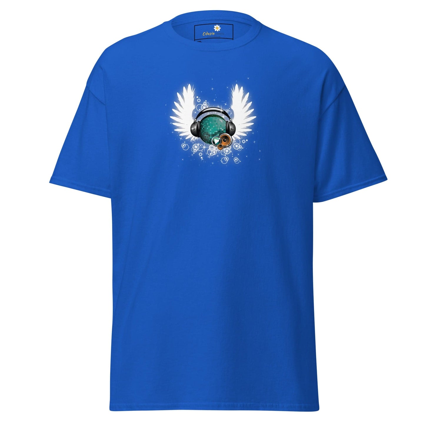 Blue T-shirt with graphic design for men and women in 2XL to 5XL sizes
