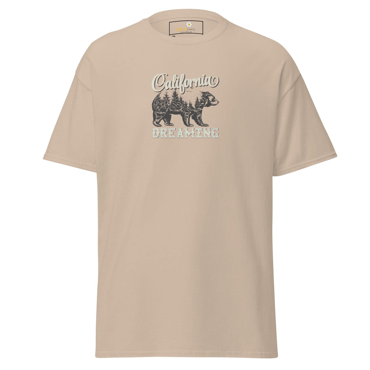 Beige T-shirt with bear graphic for men and women in 2XL to 5XL sizes