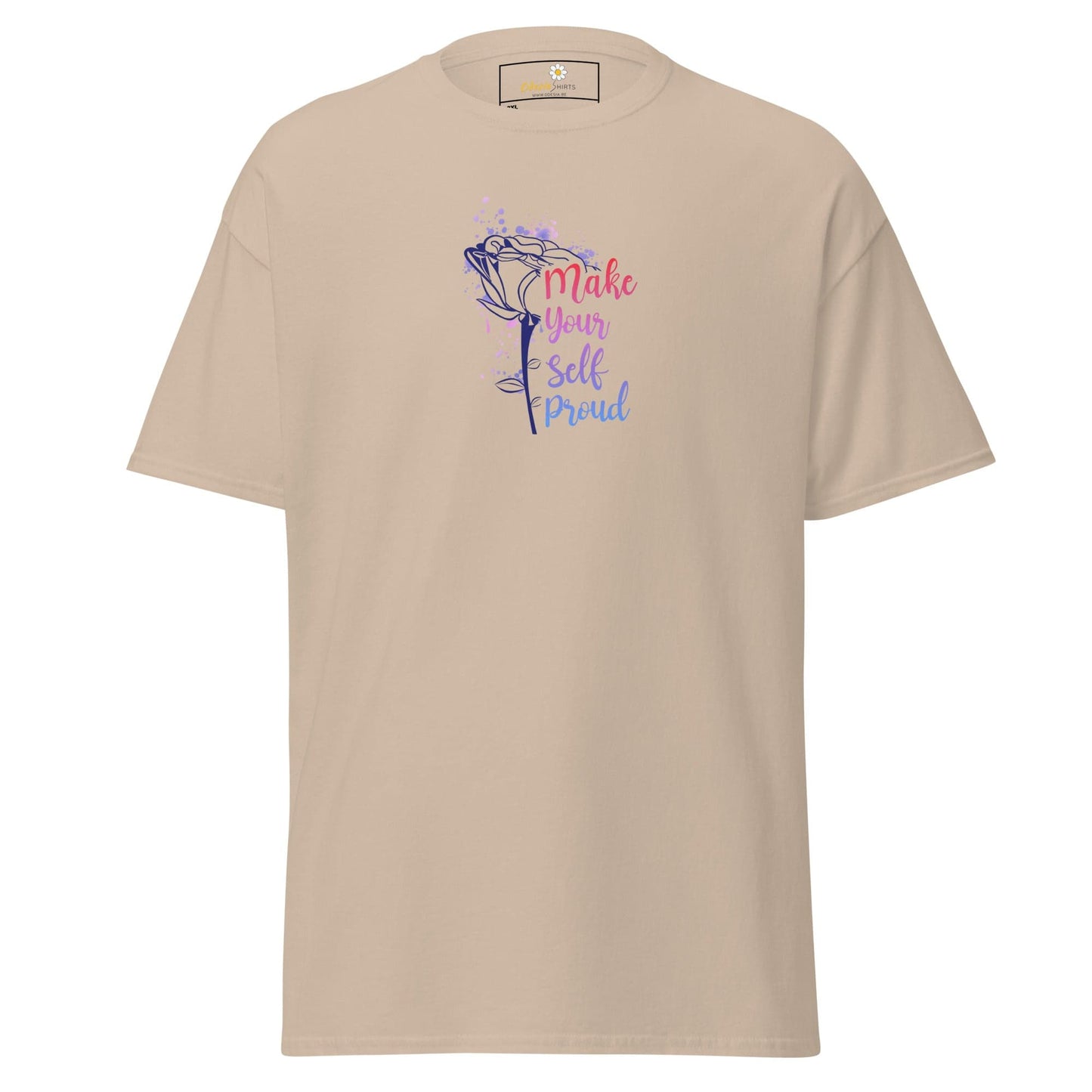 Beige T-shirt with floral design for Men and Women in sizes 2XL to 5XL